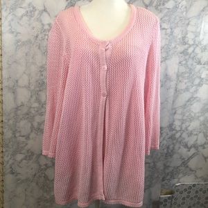 Pink Cardigan With Lace Trimmed Tank EUC